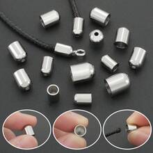 10pcs Stainless Steel Rope End Caps DIY Handmade Bracelet End Accessories Approx. 3mm/4mm/5.5mm Hollow Hole Leather Rope Braided Rope End Stoppers Suitable For DIY Bracelets Necklaces Phone Chains Wire End Fixing Buckles Jewelry Connector Parts Rope And Shoe Accessories Materials DIY Jewelry Making Rope End Accessories - Round Head Bucket Buckle - View 5