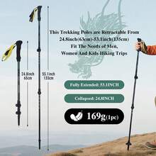 Ultra-Lightweight Carbon Fiber Trekking Poles, 3-Section Telescopic, Lightweight - 50% Lighter Than Aluminum, Durable, Shock-Absorbing. Chinese Dragon Embossed, Symbolizing: Auspiciousness/Power/Sacredness/The Power To Conquer Everything, Owning It Can Help You Conquer Every Mountain. - Multicolor - View 4