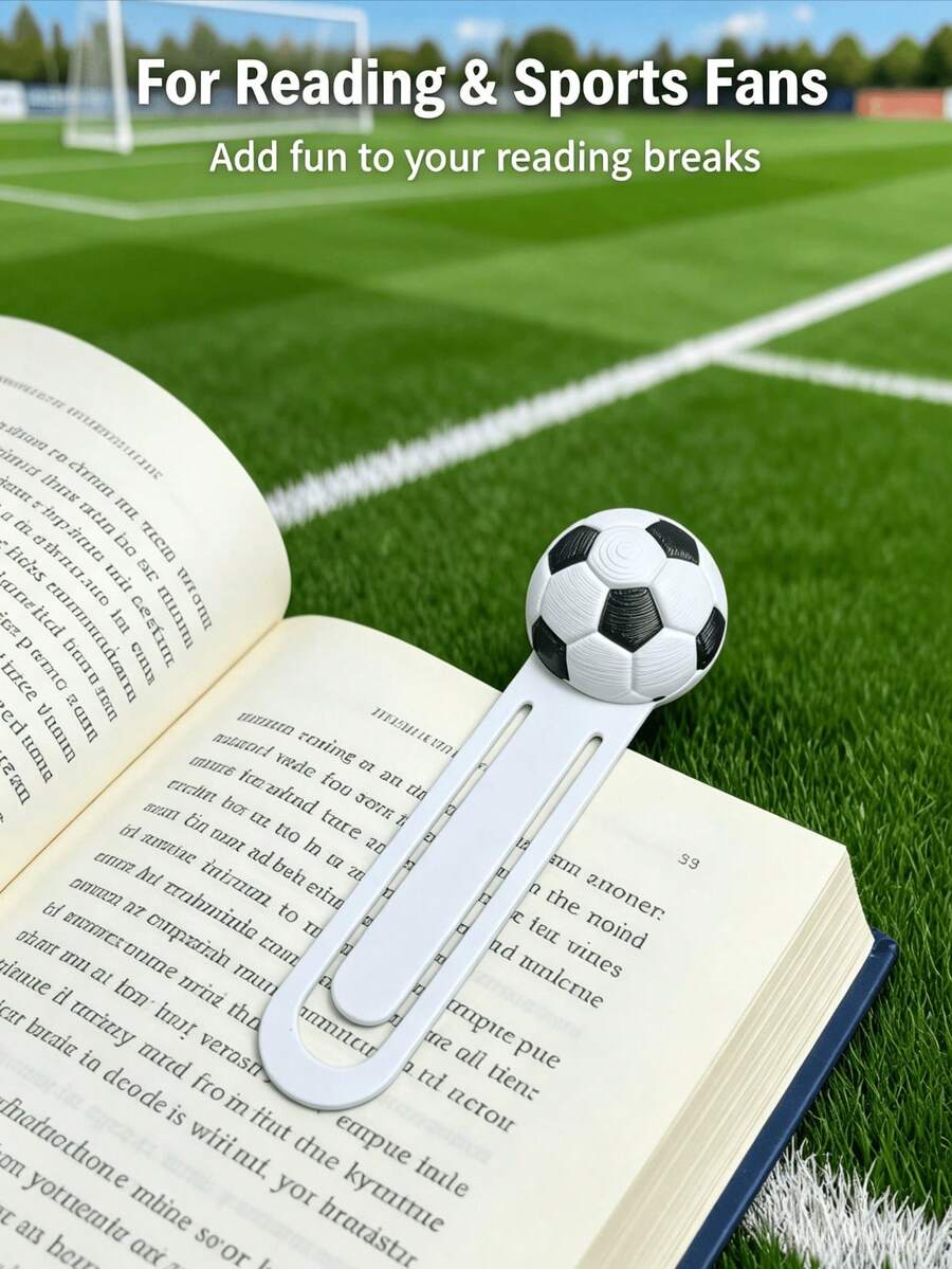 Creative Football 3D Bookmark, Sports Style Book Clip, Student Fan Reading Marker Stationery, Fun Gift - A - View 1