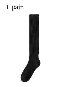 3/2/1 Pairs Women's Ribbed Knit Knee-High Socks, Slimming Fit, Warm, Elastic, Non-Slip, Anti-Slip, College Style JK Boot Socks, Black & White Winter Edition - Multicolor - View 14