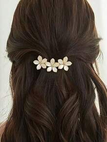 1pc Elegant Women's Half-Up Floral Rhinestone Alloy Spring Clip Princess Style Top Clip Horizontal Hair Clip Hair Accessory For Daily Wear, Holiday Gift, Hair Styling - Multicolor - View 2