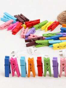 12/50/100pcs Small Colorful Wooden Clips, Photo Hanging Clips, Cute Memo Clips, Clothes Clips, Sealing Clips, Wooden Photo Clips, Suitable For Arts And Crafts, Multi-Functional DIY Decoration - Colorful Wooden Clips - View 4