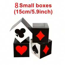 Black & Red Square Box, Poker Theme Party Decoration Box, Party Decoration Photo Prop Poker Pattern Box, Suitable For Las Vegas Game Night Party, Team Building Gathering, Bachelor Party, Retro Party - Poker - View 12