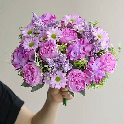 1PC Artificial Simulation Peony Bouquet, With Realistic Texture, Suitable For DIY Vase Flower Arrangement, Indoor/Outdoor Decoration, Home Decoration, Wedding Decoration, Dining Table Decoration, Autumn Decoration