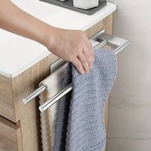 Self-Adhesive Stainless Steel Towel Rack, Rust-Proof Wall-Mounted No-Drill Towel Rack, Space-Saving, Wall-Mounted Square Rack, Suitable For Bathroom/Kitchen Walls, Back To School Gift - Multicolor - View 2