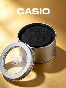 Casio Round Silver Tin Watch Gift Box, Transparent Window Metal Storage Case With Sponge Liner For Wristwatch Packaging & Holiday Gift Giving - Silver - View 2