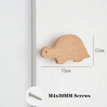 1pc Wooden Cartoon Animal Shaped Cabinet Door Handle, Children's Bedroom Decor Wardrobe Drawer Pull, Cartoon Turtle Animal Pull - Multicolor - View 24