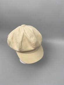 1pc Women's Solid Color Beret Hat With Brim, Suitable For Short Hair, Korean Style British Vintage Japanese Versatile Newsboy Cap - A - View 9