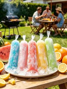 1/50/100/200pcs DIY Popsicle Mold Bags, Popsicle Molds, Summer Ice Cream Freezer Bags, Frozen Popsicle Bags, Suitable For DIY Yogurt Popsicles, Fruit Popsicles, Summer Essential, Frozen Dessert Set, Summer Party Popsicle Storage, Summer Cooling - Multicolor - View 2