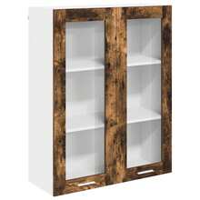 Roble Madera de ingeniería Armario Colgante 80x31x100cm Mueble de Cocina Armario de Almacenaje Montaje en Pared Estante Interior Pasillo Cuarto de Lavado Piso Hogar Despensa Organización Orden Sala de Estar - Marrón - Ver 1