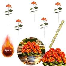 5pcs Outdoor Autumn Orange Geranium - Featuring Vibrant Autumn Orange Flowers And Green Leaves, Perfect For Indoor And Outdoor Decoration, Garden, Patio, Home Center Decor, Wedding And Engagement Occasions, Artificial Outdoor Flowers, Wedding Decoration, Vibrant Floral Arrangement, Realistic Petal Design, Decorative Foliage, Durable Plastic Flowers, Simulated Floral Display, Event Planner - Multiple Styles - View 2