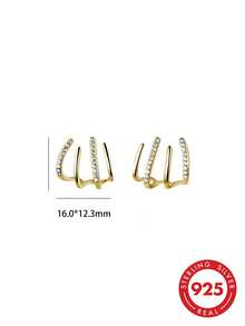 1 Pair S925 Sterling Silver Minimalist Ins Style Niche Design Curved Stud Earrings For Women, Layered Cool Gentle Elegant Delicate Daily Commute Asymmetrical Earrings - Geometry - View 10