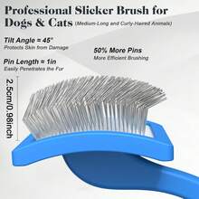 2PCS Slicker Brush For Dogs & Pet Stainless Steel Comb, Professional Dog Grooming Brush (Goldendoodles, Poodles, Labradoodles) With Extra Long Pins To Effectively Remove Tangles, Knots And Mats - View 4