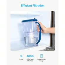 Jarra con Filtro de Agua de 9 Tazas con Filtro 5 Etapas, Plástico, con Indicador de Cambio de Filtro, sin BPA, Duración de 3 Meses o 150 L, Reduce la Cal, el Plomo, el Cloro y los Olores - 150 L - Ver 4