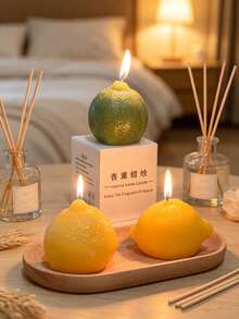 1pc Lemon Scented Candle, Lemon Fragrance, Home Decor Candle, Suitable For Valentine's Day, Wedding, Birthday, Bedroom, Bathroom And Decoration - Multiple Styles - View 1