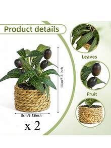 1/3/4/5/6pcs Green Plant Stem Artificial Olive Tree Branches, Home Vase Wedding Decoration - Olive Potted Plants - View 8