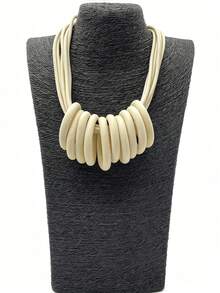 MARLIWOO 1pc Exaggerated Vintage Geometric Choker Necklace, Handmade Niche Personalized Minimalist Versatile Fashion Vacation Style Jewelry - Multicolor - View 7