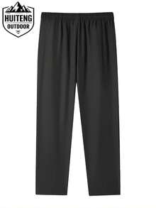 Men's Outdoor Hiking Pants, Elastic Drawstring Waist, Side Zipper Secure Pockets, Suitable For Hiking, Camping, Travel And Daily Wear - Black - View 5