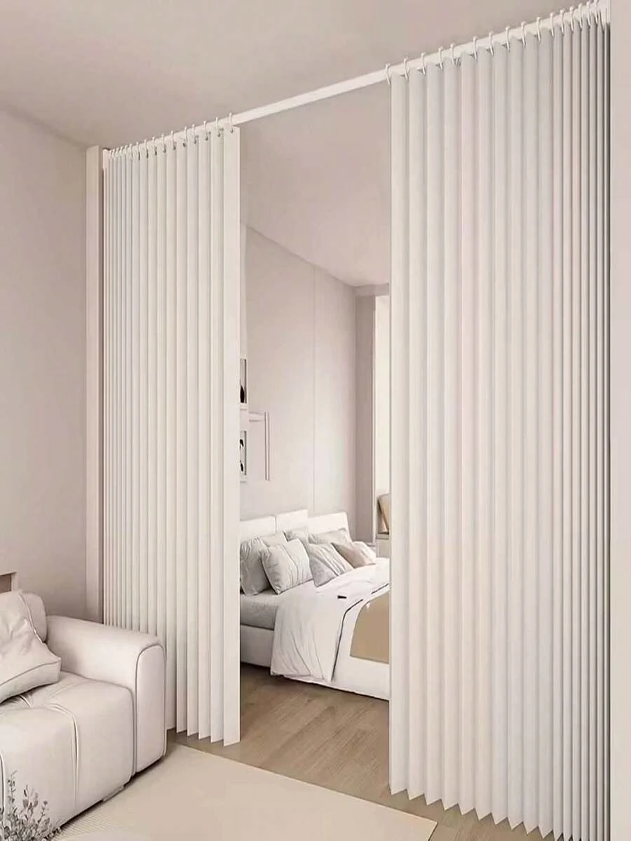 1 Rideau de cloison pliable sans tringle, rideau de porte toutes saisons, tissu suspendu esthétique, rideau de cloison pliable pour maison de location, chambre à coucher, sensation haut de gamme, convient pour le salon, la chambre à coucher et d'autres scènes