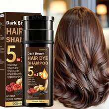 5-In-1 Ginseng & Reishi Mushroom Plant-Based Hair Dye Shampoo, Natural Plant Ingredients, Moisturizing & Softening Hair, Gentle Coloring, Low Irritation, Gray Coverage, Suitable For All Hair Types, Unisex - Multicolor - View 8