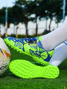 Kids' Fashion Football Shoes With Studs For Artificial Grass, Low-Top Campus Soccer Shoes For Students, Suitable For Small And Large Fields, Sports Shoes - Green - View 2