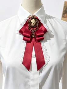 1pc Handmade Unisex Multi-Layer Lace Rhinestone Exquisite Bow Tie, High-End Elegant, Suitable For Uniform, Daily Wear, Party - Multicolor - View 11