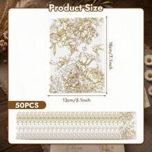 20PCS/50PCS Translucent Series Gold Rose Pattern Envelope,Sulfuric Acid Paper Blank Envelope,Gift Card &Greeting Card Envelopes For All Occasions,High-Quality Stationery - Flower/Gold - View 11