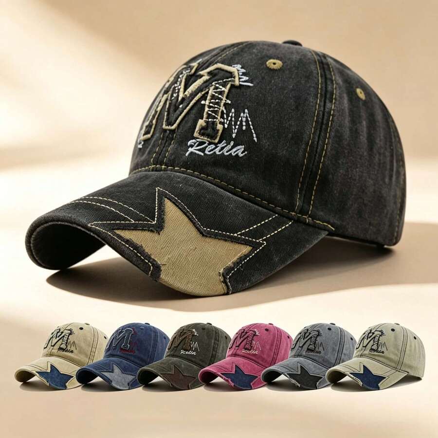 1 pieza Gorra de béisbol bordada para hombre, diseño ajustable para un sombrero de moda, adecuado para senderismo, ropa de calle, fiesta y viajes