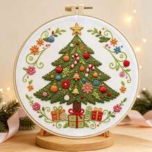 5 Christmas Theme Embroidery DIY Material Kit With Embroidery Hoop, Zero-Based Beginner Handmade Wall Hanging Decor, Stress Relief Craft, Creative Gift For Best Friend And Friends On Christmas - Multicolor - View 5