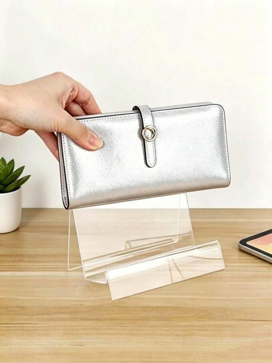 1 pieza Soporte de exhibición de cosméticos de acrílico transparente, estante de almacenamiento multifuncional para billeteras, organizador de escritorio de oficina, soporte para bolso y teléfono, estante de exhibición de perfume y lápiz labial de escritorio, estante de tienda, caja de exhibición de joyas y mini muñecas