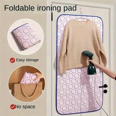 1pc Premium Thickened Foldable Portable Ironing Mat Upgrade Heat Resistant Desktop Ironing Blanket Multi Scene Steam Iron Pad Countertop Door Washer Dryer Cover Lightweight Travel Mini Ironing Board Household Laundry Accessory Practical Gift