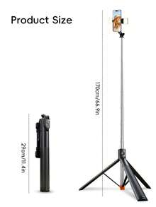 170cm 可選磁吸自拍棒 1m 自拍棒三腳架，附藍牙遙控器，360°旋轉手機支架，便攜可伸縮三腳架，適用於Vlog、旅行、直播、攝影 - 彩色 - 查看 12