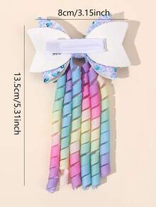 2pcs Dopamine Ombre Curly Hair Clips For Girls,Elegant Bows Headdress For Daily,Sparkling Party Star Barrettes,Fashionable Girly Hair Accessories - Multicolor - View 8