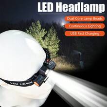 1 Set Flashlight & Headlamp Combo Kit, Dual Light Source USB Rechargeable Torch With Side COB Lamp + Adjustable Head Light, 2 Charging Cables Included For Fishing Camping Emergency Use - Camping Lights - View 3