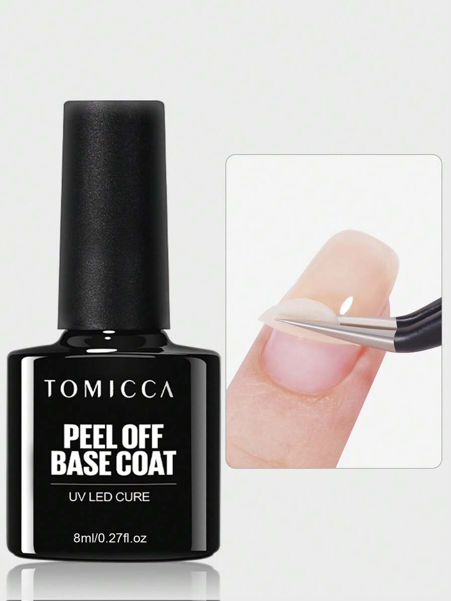 TOMICCA 8ml/1入 透明可撕除底膠，無需UV LED燈照，長效凝膠指甲油，適用於美甲設計DIY沙龍美甲或女性禮物 - 無色 - 查看 1