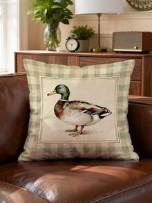 2D 1/2/4pcs Duck Throw Pillow Covers Green Beige Cozy Decorative Pillowcases One Sided Printing For Living Room Bedroom Sofa Bed Decor Without Pillow Inserts - Mustard Yellow - View 1