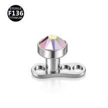 1 Set F136 Titanium Alloy 5A Flat Bottom Czech Cubic Zirconia Skin Piercing Stud Clavicle Implant Piercing Jewelry 3-5mm - Nail Embedment (1 Set) - View 30