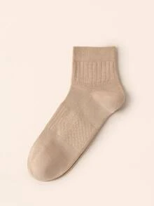 5 Pairs Men's Cotton Crew Socks, Vertical Rib Mesh Breathable Mid Calf Socks, Moisture Wicking Odor Resistant Solid Neutral Color Daily Casual Socks - Multicolor - View 8