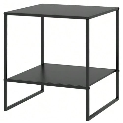 Industrial Style Side Table, Coffee Table, Bedside Table, 1 Shelf, Black - 黑色 - 查看 1