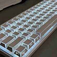 120+ Teclas translúcidas blancas, material PBT+PC, altura Cherry, teclas impresas lateralmente, compatibles con interruptores Cherry/Gateron MX, adecuadas para regalos y uso personal, teclas intercambiables en caliente, teclas personalizadas altamente atractivas, combinación de escritorio - Ver 6