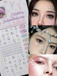 1 Set de Joyería Corporal y Facial Estilo Pegatina para Cejas, Labios y Frente sin Perforación - Multicolor - Ver 7