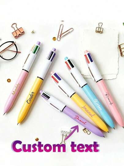 Custom Personalized Multipurpose Pen,, 4-In-1 Multicolor Pen, Cartoon Multicolor Neutral Pen, Simple Portable Multifunctional Writing Pen, Cute Retractable Nurse Pen, Colorful Stationery Pen For Students And Office