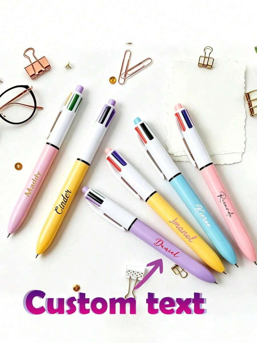 Custom Personalized Multipurpose Pen,, 4-In-1 Multicolor Pen, Cartoon Multicolor Neutral Pen, Simple Portable Multifunctional Writing Pen, Cute Retractable Nurse Pen, Colorful Stationery Pen For Students And Office