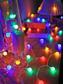 1pc 1.5m~6m White Spherical String Lights, Battery Powered, Indoor Decoration LED Fairy Lights, Suitable For Bedroom Decor, Room Wall Decor, Wedding Party Decor, Outdoor Garden Tree Decor Ball String Lights, Camping Tent Decor String Lights - White - View 14