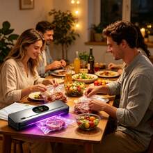 Vacuum Sealer Machine With Digital Display, Automatic Food Sealing Machine, Compact Mini Vacuum Packaging Machine, Suitable For Meat, Vegetables And Fruit Storage, Comes With 10 Vacuum Bags, Ideal For Meal Prep And Camping Use - Multicolor - View 5