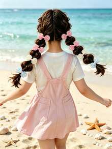 12 Stücke/2 Stücke süße Fischschwanz-Haargummi, bunte Glitzer-Tüll-Haargummis, Pferdeschwanz, Bubble-Zopf, Haaraccessoires Geschenke für Mädchen und Teenager, Schulkleidung - Verschiedenfarbig - Übersicht 2