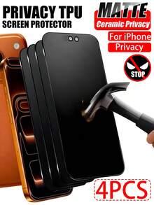 Gorilla Hero 4片裝 [陶瓷磨砂防窺螢幕保護貼] 有效阻擋左右側視角，陶瓷材質維持觸控靈敏度與亮度傳輸，柔軟薄膜材質溫和易安裝，適合初學者，相容 iPhone 17E/17 Pro Max/17 Pro/17 Air/17/16 Pro Max/16 Pro/16 Plus/16/15 Pro Max/15 Pro/15 Plus/15/14/13/12 及其他機型 - 黑色 - 查看 31