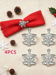 Christmas Napkin Rings, Christmas Table Decor, 2-50pcs Elegant Christmas Tree Napkin Rings, Green Christmas Tree Napkin Rings, Suitable For Birthday, Farmhouse, Wedding, Thanksgiving, Perfect For Buffet Table Decoration - Multicolor - View 21
