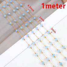 1m Colorful Stone Chain Stainless Steel Round Bead Chain, Suitable For Necklace, Bracelet And DIY Jewelry Making Accessories - DIY Chain - View 11