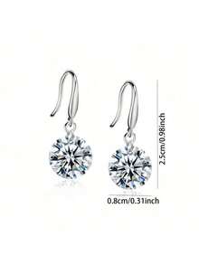 MONALLY 1 Pair Elegant Silver Cubic Zirconia Teardrop Earrings, Shiny Design, Women's Christmas & Party Gift - Earring - View 2